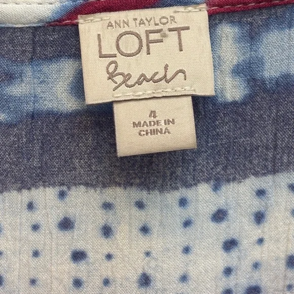 LOFT Beach Tie Dye Sundress Swim Cover Up Boho Flowy Resort Dress Size 4 🏝️ - Picture 4 of 7